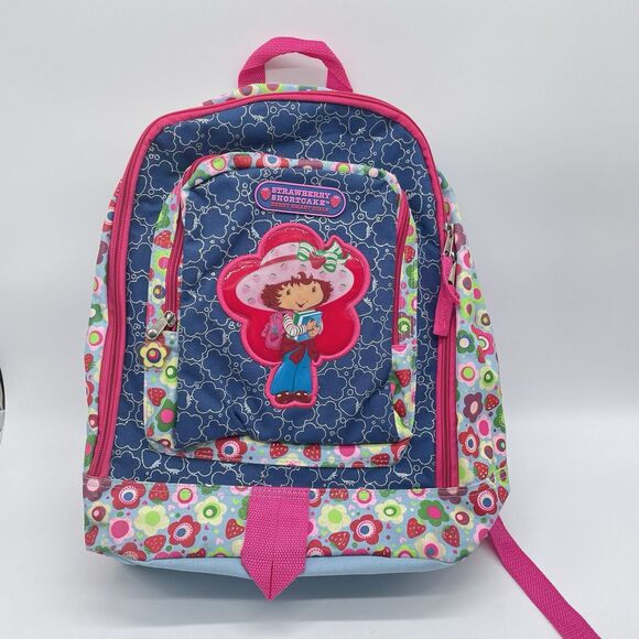 Vintage 2004 Strawberry Shortcake Backpack & Coin Pouch Kids School Bag Flowers - Picture 2 of 14